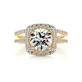 2 CT Round Cut Halo & Pave Lab-Grown Diamond Bridal Set
