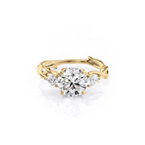 2 CT Round Cut Three Stone Twig Lab-Grown Diamond Engagement Ring