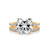 3 CT Cushion Cut Pave Lab-Grown Diamond Bridal Set
