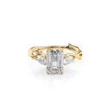 2 CT Emerald Cut Three Stone Twig Lab-Grown Diamond Engagement Ring