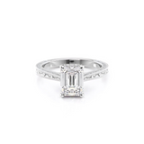 2 CT Emerald Cut Vintage Hidden Halo Lab-Grown Diamond Engagement Ring
