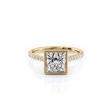 2 CT Princess Cut Bezel Pave Lab-Grown Diamond Engagement Ring