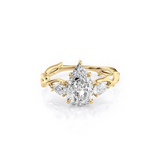 2 CT Pear Cut Three Stone Twig Lab-Grown Diamond Engagement Ring