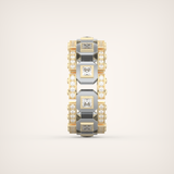 3.30 CT Two Tone Princess & Round Moissanite Diamond Band For Him