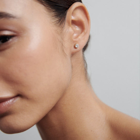 0.5 TCW Round Lab-Grown Diamond Bezel Stud Earrings