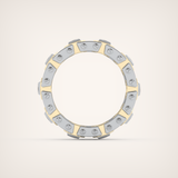 Princess & Round Moissanite Stones Two Tone Moissanite Wedding Band