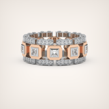 3.30 CT Two Tone Princess & Round Moissanite Diamond Band For Him