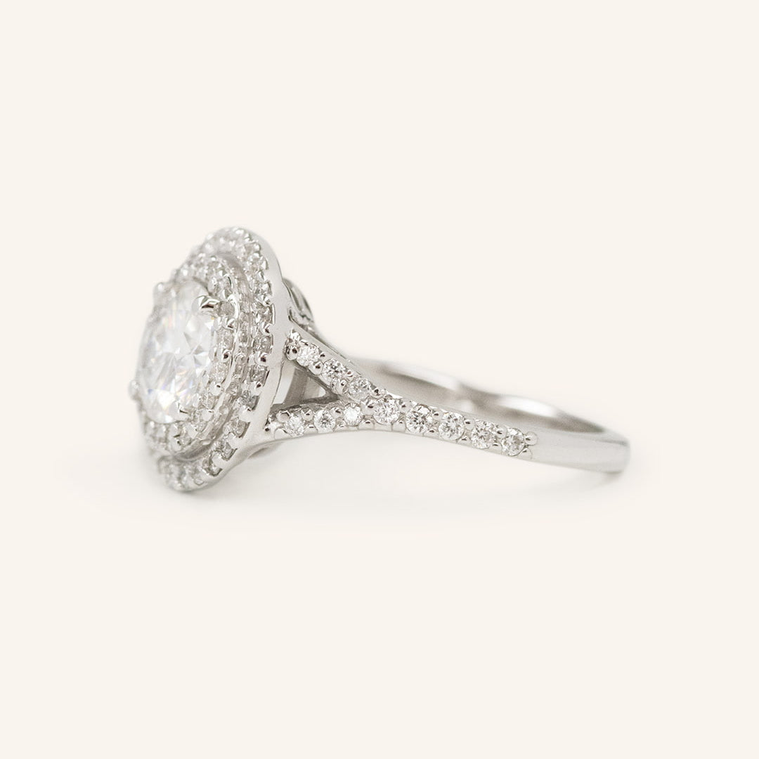 1 CT Round Cut Double Halo Lab-Grown Diamond Engagement Ring 3