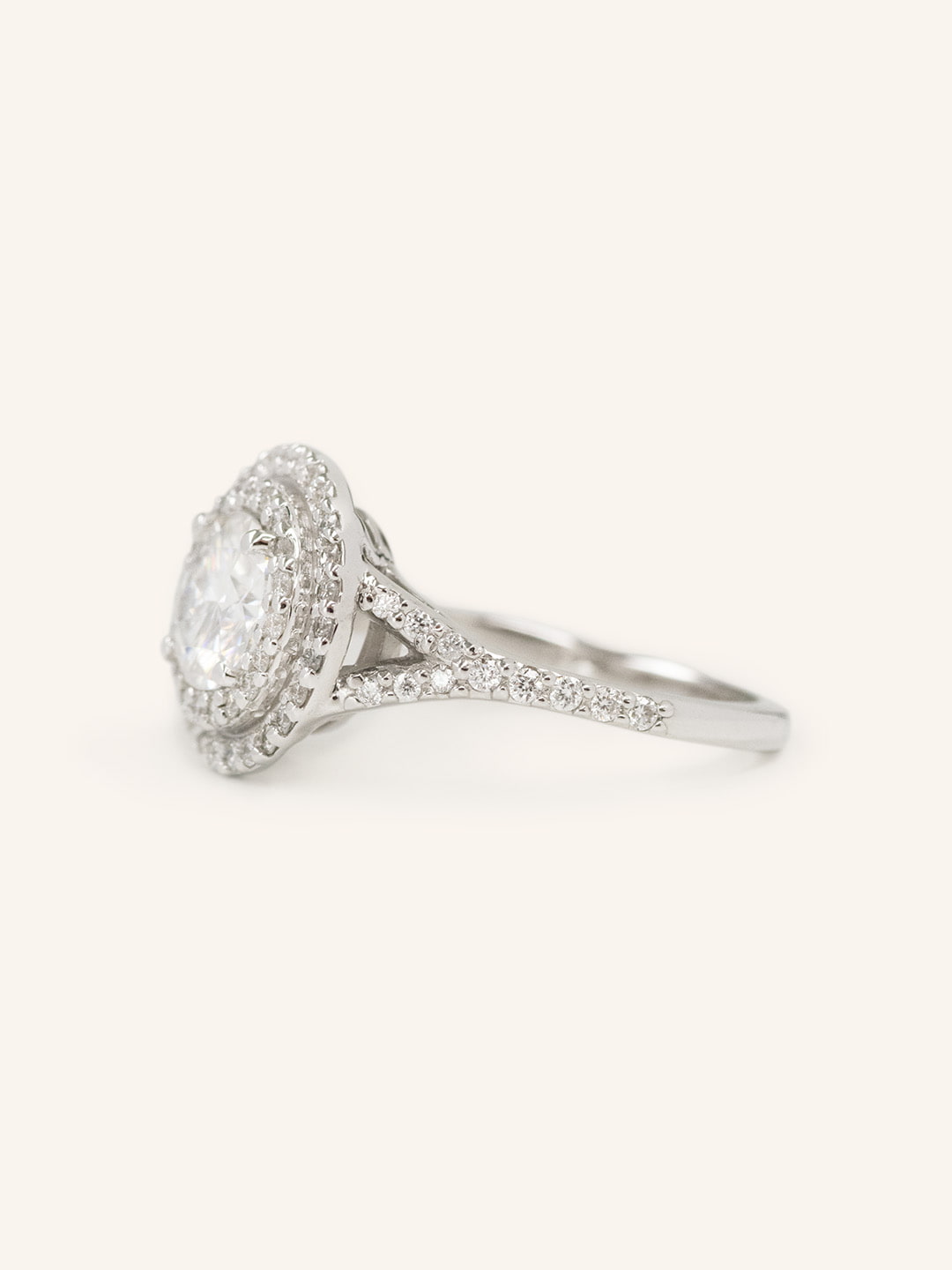 1 CT Round Cut Double Halo Lab-Grown Diamond Engagement Ring 3
