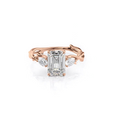 2 CT Emerald Cut Three Stone Twig Lab-Grown Diamond Engagement Ring