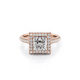 2 CT Princess Cut Halo & Pave Lab-Grown Diamond Engagement Ring