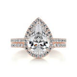 1.5 CT Pear Cut Halo & Pave Lab-Grown Diamond Bridal Set