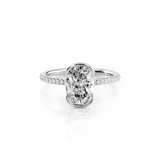 2 CT Oval Cut Half Bezel Pave Lab-Grown Diamond Engagement Ring