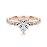 1 CT Heart Cut Pave Lab-Grown Diamond Engagement Ring