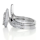 1.5 CT Pear Cut Halo & Pave Lab-Grown Diamond Bridal Set