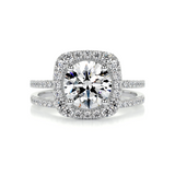 2 CT Round Cut Halo & Pave Lab-Grown Diamond Bridal Set