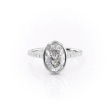 2 CT Oval Cut Bezel Pave Lab-Grown Diamond Engagement Ring