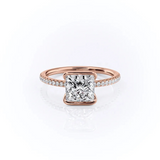 2 CT Princess Cut Half Bezel Pave Lab-Grown Diamond Engagement Ring