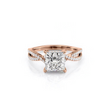 2 CT Princess Cut Split Shank Pave Lab-Grown Diamond Engagement Ring