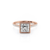 2 CT Princess Cut Bezel Pave Lab-Grown Diamond Engagement Ring