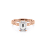 2 CT Emerald Cut Vintage Hidden Halo Lab-Grown Diamond Engagement Ring