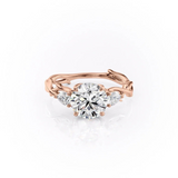 2 CT Round Cut Three Stone Twig Lab-Grown Diamond Engagement Ring