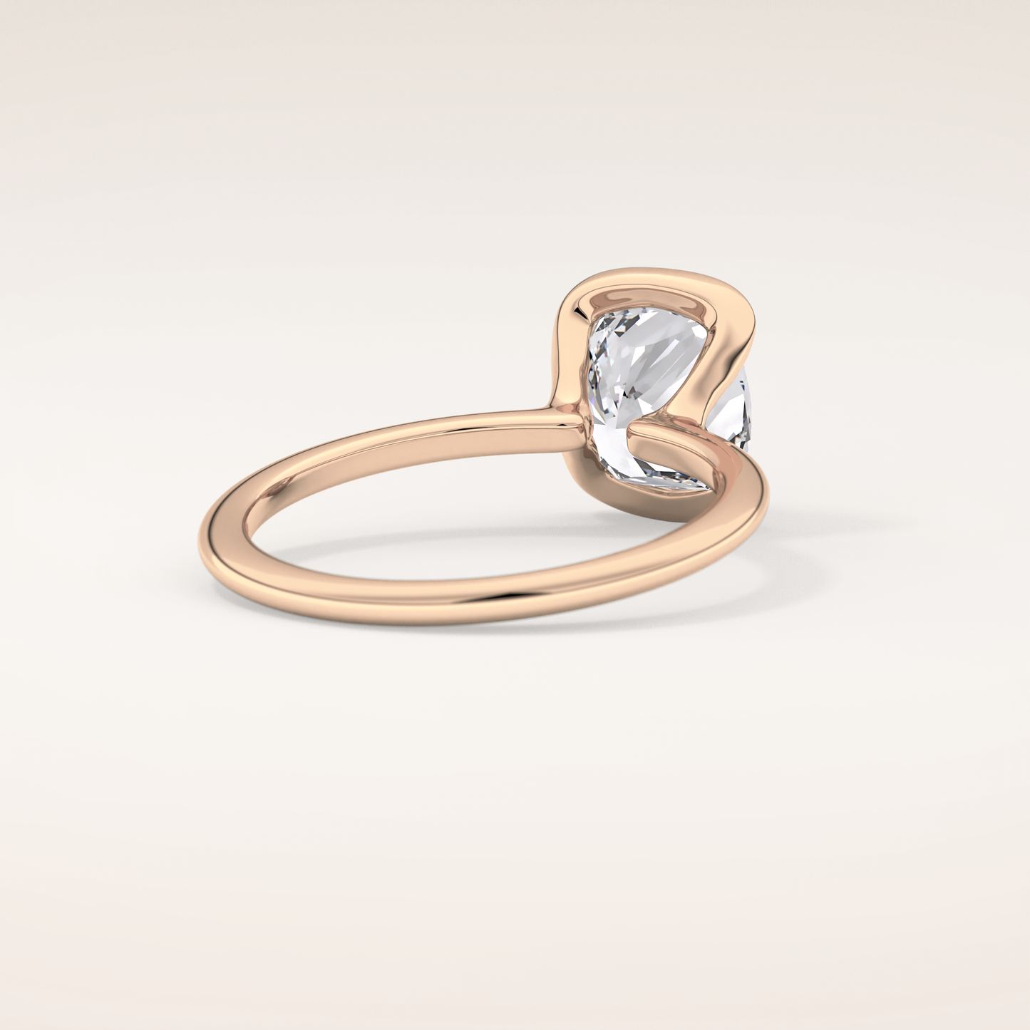 2.0 CT Cushion Cut Half Bezel Lab-Grown Diamond Engagement Ring