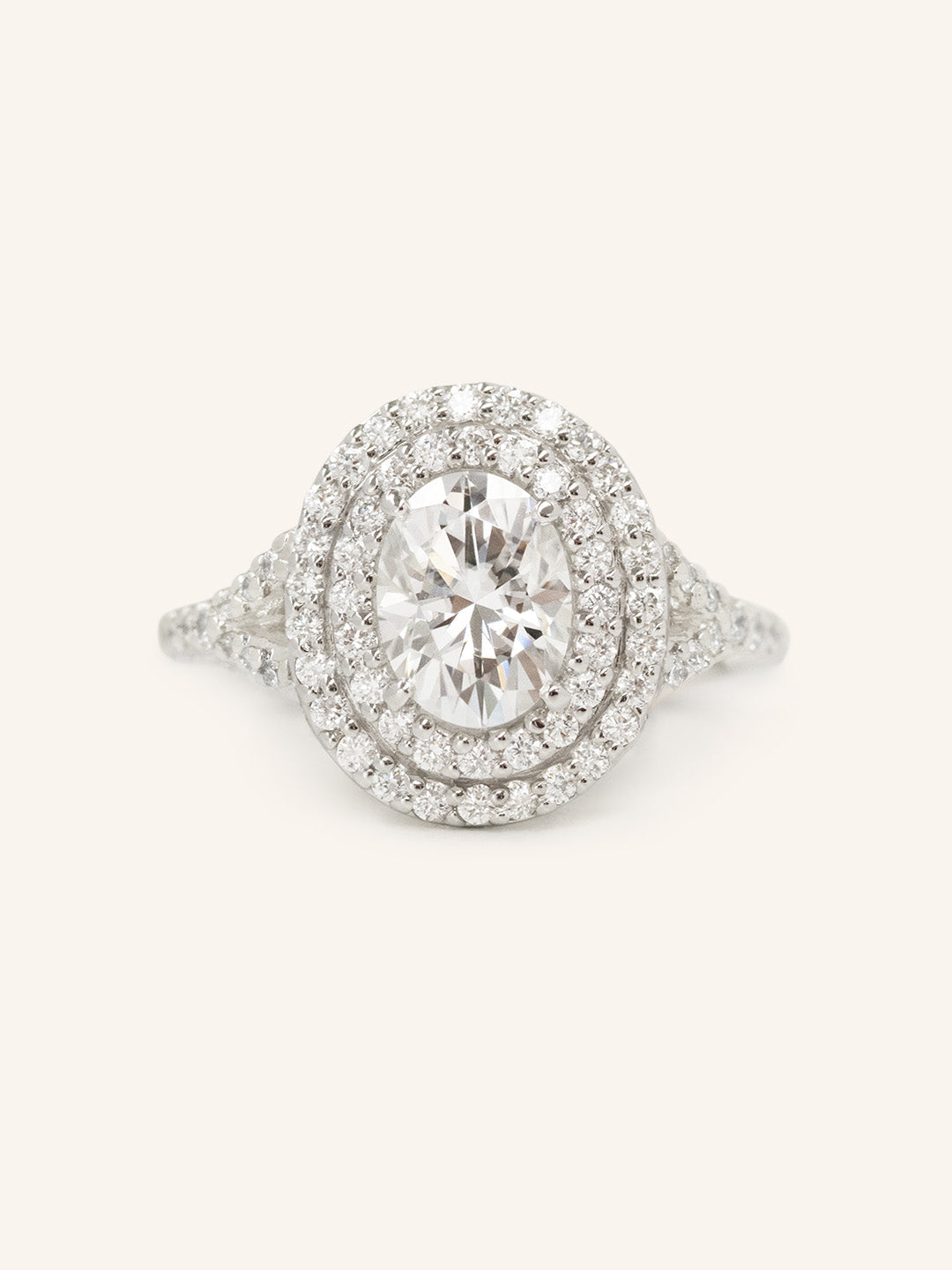 1 CT Oval Cut Double Halo Twisted Pave Lab-Grown Diamond Engagement Ring 1