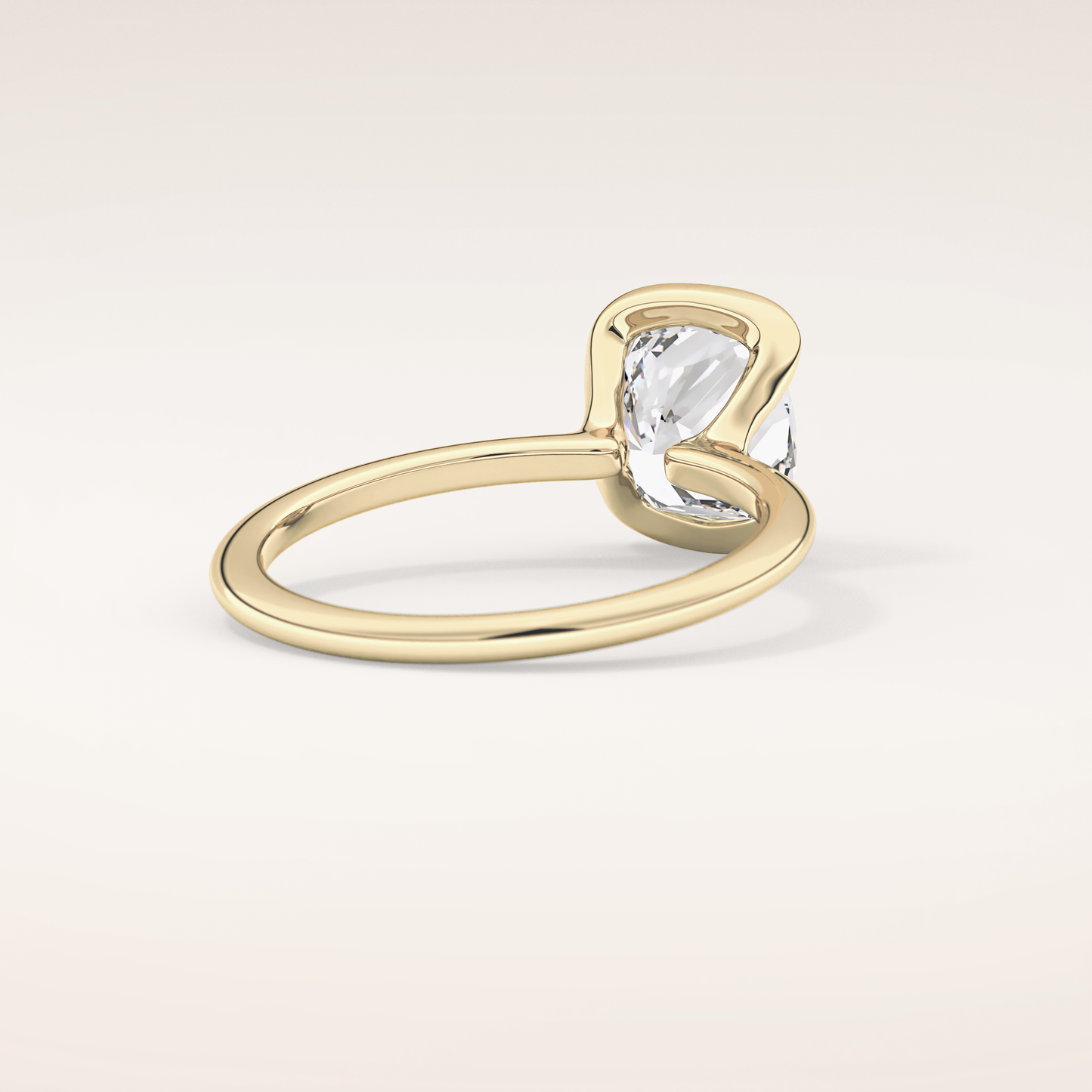2.0 CT Cushion Cut Half Bezel Lab-Grown Diamond Engagement Ring