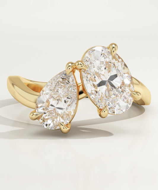 2.25 TCW Oval & Pear Cut Toi Et Moi Lab-Grown Diamond Engagement Ring