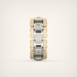 Princess & Round Moissanite Stones Two Tone Moissanite Wedding Band