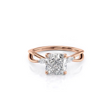 2 CT Cushion Cut Three Stone Split Shank Lab-Grown Diamond Engagement Ring