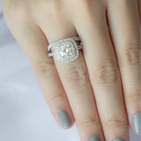 1 CT Cushion Cut Double Halo Lab-Grown Diamond Engagement Ring 6