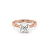 2 CT Cushion Cut Vintage Hidden Halo Lab-Grown Diamond Engagement Ring
