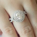1 CT Oval Cut Double Halo & Twisted Pave Lab-Grown Diamond Engagement Ring 8