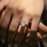 3 CT Oval Cut Pave Twig Lab-Grown Diamond Engagement Ring