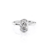 2 CT Oval Cut Half Bezel Lab-Grown Diamond Engagement Ring