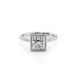 2 CT Princess Cut Bezel Pave Lab-Grown Diamond Engagement Ring