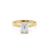 2 CT Emerald Cut Vintage Hidden Halo Lab-Grown Diamond Engagement Ring