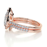 1.5 CT Pear Cut Halo & Pave Lab-Grown Diamond Bridal Set