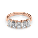 2.5 TCW Emerald Cut Lab-Grown Diamond Five Stone Wedding Band