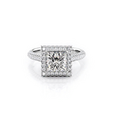 2 CT Princess Cut Halo & Pave Lab-Grown Diamond Engagement Ring