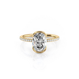 2 CT Oval Cut Half Bezel Pave Lab-Grown Diamond Engagement Ring