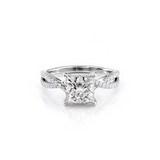 2 CT Princess Cut Split Shank Pave Lab-Grown Diamond Engagement Ring