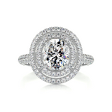 2.15 CT Oval Cut Double Halo & Pave Lab-Grown Diamond Engagement Ring