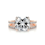 3 CT Cushion Cut Pave Lab-Grown Diamond Bridal Set