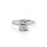 2 CT Princess Cut Half Bezel Pave Lab-Grown Diamond Engagement Ring