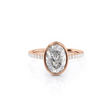 2 CT Oval Cut Bezel Pave Lab-Grown Diamond Engagement Ring