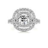 1.5 CT Round Cut Double Halo & Pave Lab-Grown Diamond Engagement Ring