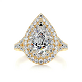 1.5 CT Pear Cut Double Halo & Pave Lab-Grown Diamond Engagement Ring